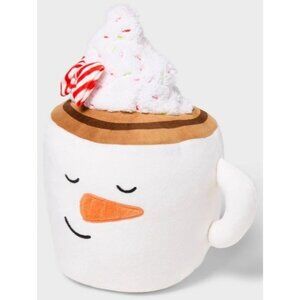 Pillowfort Snowman Hot Cocoa Weighted Plush Pillow 10” Anxiety Calming Ivory